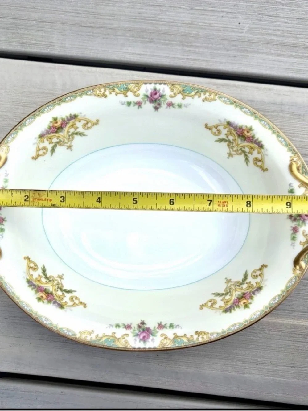 Noritake White Porcelain Serving Bowl with Pink Floral and Gold Trim